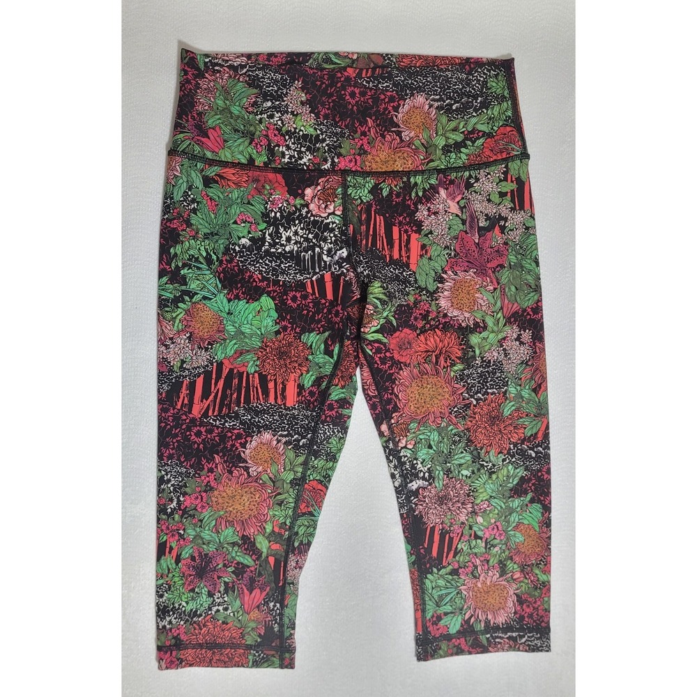 Lululemon Wunder Under Crop Leggings Zen Garden Multi Floral Print Size 10